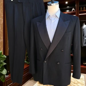 Vintage Valentino Double Breasted Tuxedo 42r 35x29 Peak Lapel Drop 7 - Picture 1 of 24
