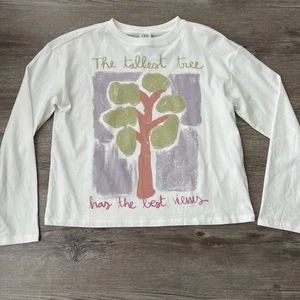 Zara Tall Tree Graphic Long Sleeve T Shirt Girls 11-12 New - Picture 1 of 9