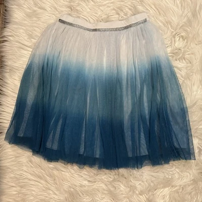 Garnet Hill Girls Blue Ombré Tulle Skirt Size 7 Lined Elastic Waist Party Dressy - Image 1 of 4