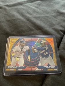 1/1 Ronald Acuna Jr & Hank Aaron Dynamic Duos Baseball Card MAKE OFFERS - Picture 1 of 3