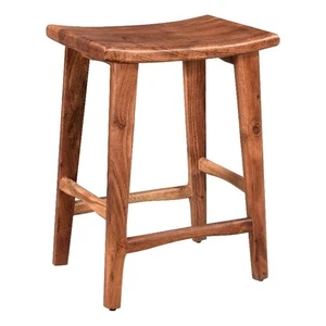 Taran Designs Harper Solid Wood Counter Stool in Brown - Picture 1 of 5