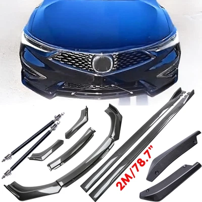 Carbon Fiber Side+Skirt Rear & Front Bumper Lip Splitter For Acura ILX 2013-2022 Foto 1 de 4