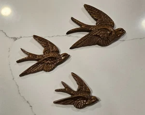 Juego de 3 placas de pared Burwood Brown Flying Swallow Birds #2650 1983 Homco - Imagen 1 de 10
