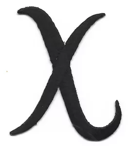 CARTAS DE GUIÓN - Letra de escritura negra "X" - Aplique bordado de hierro - Imagen 1 de 1