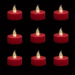 Tea Lights Flameless Battery Operated Candles-24 Pack Red LED Flickering Votive - Picture 1 of 12
