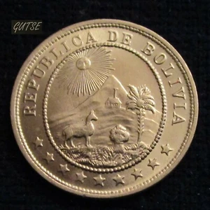 Gutse Bolivien, 10 Centimes 1936, Alpaka, unzirkuliert - Bild 1 von 2