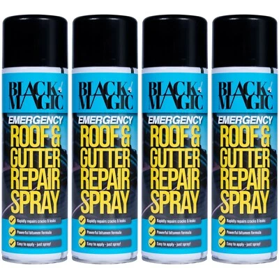 BLACK MAGIC Emergency Leak Repair Spray Roof Guttering Piping Window Sealer 4 x 500ml