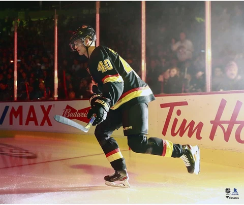Elias Pettersson Vancouver Canucks Black Alternate Jersey Pregame 20x24 Photo Cover