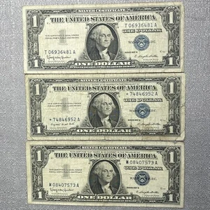 1957 $1 Silver Certificates  (2-1957 B & 1-1957A Star Note) Circulated Condition - Picture 1 of 18