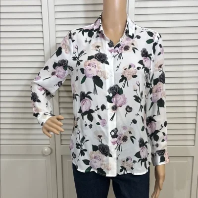 Camisa Equipment Floral Abotonada Seda Multicolor Ligera Cuello Pequeña Foto 1 de 4