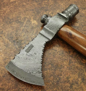 IMPACT CUTLERY HAND FORGED DAMASCUS PIPE TOMAHAWK KNIFE, HATCHET, AXE,INTEGRAL - Picture 1 of 12