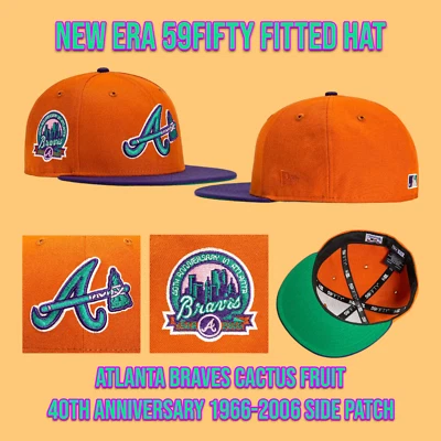 New Era Atlanta Braves Cactus Fruit 59FIFTY Fitted Hat 40TH Anniv. Patch 7 1/4 - Image 1 of 4