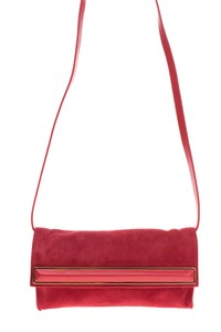 RRP €400 HALSTON HERITAGE Suede Leather Flap Crossbody Bag Metal Detailing