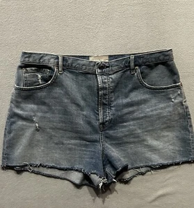 Everlane Cheeky Button Fly Short Womens 33 Frayed Hem Blue Denim Beachy Festival - Picture 1 of 7