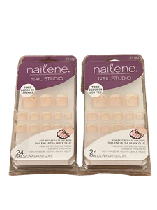Nailene Nail Studio French Glue On Toenails # 71282 - 2 Pack - Picture 1 of 4