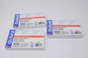 NUEVAS SELLADAS Tarjetas de índice Esselte Oxford con regulado, 3"" x 5", blancas, 100/Paquete ~ 3 paquetes - Imagen 1 de 2