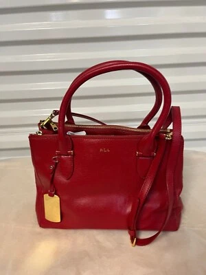Cartera Lauren Ralph Lauren Newbury de cuero rojo con doble cremallera Foto 1 de 4