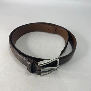 Brighton Mens Sz 38 Black Brown Animal Leather Silver Tone Buckle USA M1 1028 - Picture 1 of 9