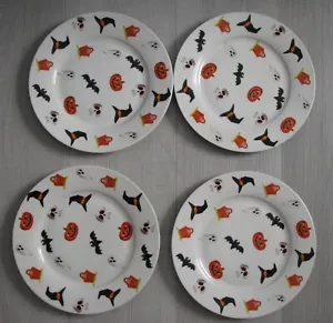 Wicked Ciroa Halloween Dessert Salad Plates Set of 4 Pumpkins Bats Ghosts Skull - Picture 1 of 2