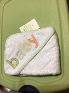 Carters Just One Year Baby - White Hooded Towel BABY Appliquéd Neutral NWT L-3 - Picture 1 of 4