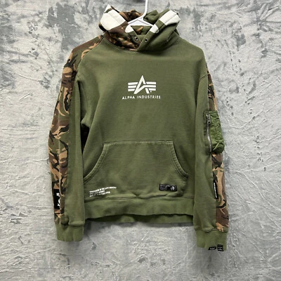 Bathing Ape X Alpha Industries Hoodie Mens Large Camouflage Distressed READ - Image 1 of 4
