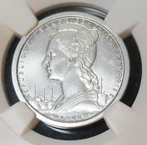 St. Pierre 1948 1 Franc NGC MS 64 - Picture 1 of 4