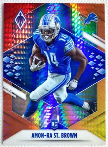 Carta 2021 Panini Phoenix Amon-Ra St. Brown Rookie Fire Burst RC #131 NFL Lions - Foto 1 di 2