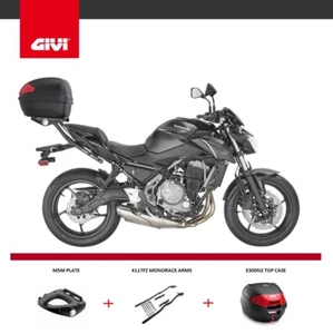 Kawasaki Z650 2018 GIVI E300N2 TOP BOX CASE + 4117FZ RACK + M5M monolock Plate - Picture 1 of 7