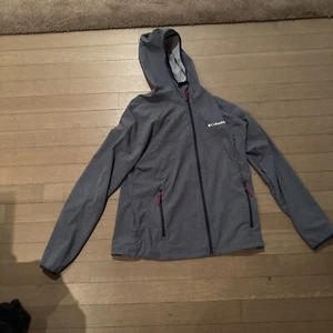 NWOT Men’s Columbia Hooded Stretch Softshell Large, Navy Marl - Picture 1 of 7