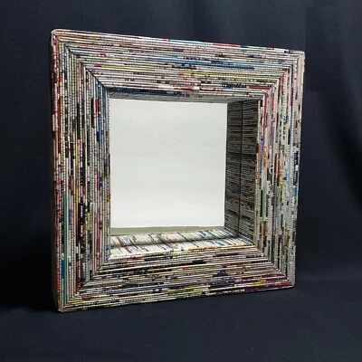 Eclectic 16" Square Mirror with Recycled Magazine Frame - Image 1 of 4
