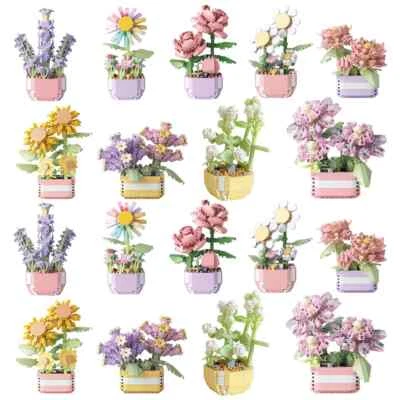 Flower Bouquet Plants Building Blocks Mini Bricks Artificial Creative Decoration - Image 1 of 4