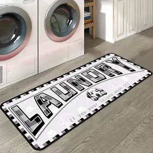 Laundry Room Rug Dog Lover Cute Paw Grey 20X47in Machine Washable Non Slip Ru... - Picture 1 of 9