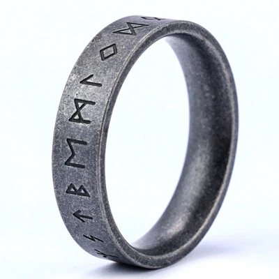 Stainless Steel Wedding Band Men's Engraved Ring Luxury Ring for Men Women - Image 1 of 4