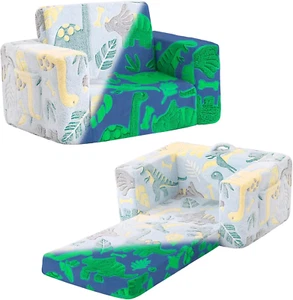 Kids Sofa, 2-In-1 Kid Sofa, Convertible Children Couch to Lounger, Flip Out Kids - Picture 1 of 8