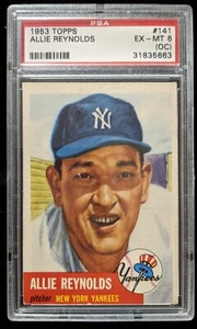 1953 Topps ALLIE REYNOLDS #141 PSA 6 (OC) EX-MT YANKEES 31835663 - Picture 1 of 2