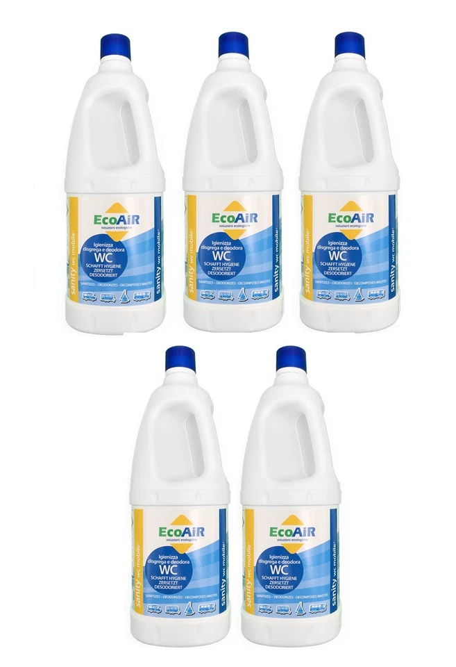 DISGREGANTE SANITY 2 LITRI  WC AQUE NERE CAMPER COMPARABILE AQUA KEM *** 5 PEZZI - Immagine 1 di 1