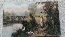 Vintage postcard of a pretty scene painting posted 1917