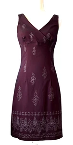 ALL THAT JAZZ Vtg Dark Plum Sleeveless Sheath Dress Stretch Sparkle Accent 9/10 - Picture 1 of 11