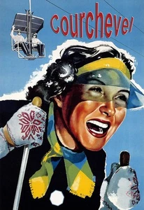 A3 Travel Art Poster Courchevel Ski Print - Picture 1 of 1