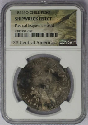 1855 SO Chile Peso SS Central America Pascual Esquerra Hoard - NGC Shipwreck - Image 1 of 2