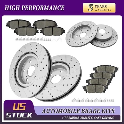 Front & Rear Rotor Brake Pad For Toyota Rav4 Camry Avalon Lexus ES250 2018-2025 - Image 1 of 4