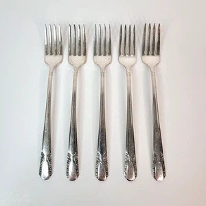 Vintage WM Rogers Original Talisman Salatgabeln versilbert 5er Set - Bild 1 von 9