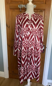 Langes Kleid von TLL Italy Größe 14/16 Burgunderrot & Weiß Neu mit Etikett - Bild 1 von 7