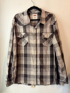 Camisa Levis Pearl con botones a presión negra gris a cuadros para hombre XXL bolsillos - Imagen 1 de 5