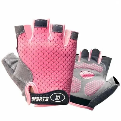 Детские велосипедные перчатки без пальцев - нескользящие для мальчиков и девочек 9-12 лет розовый стиль - Изображение 1 из 4