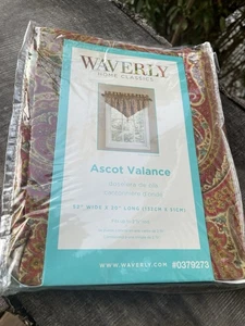 Waverly Home Classics Cashmere Ruby Ascot Valance 52” W 20” L 2 1/2 Rod Paisley - Picture 1 of 7