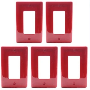 Hubbell NPJ26R Red 1-Gang 1-Gang Unbreakable Nylon Mid-Size Wallplate Cover 5pcs - Picture 1 of 5