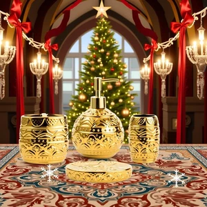 Juegos de 4 accesorios de baño de Navidad, juego decorativo de baño 100% cerámica,... - Imagen 1 de 7