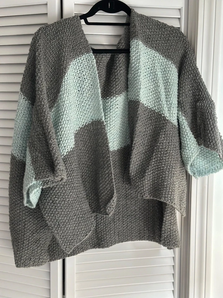 Mantón a rayas de lana hecho a mano para mujer talla única Foto 1 de 4