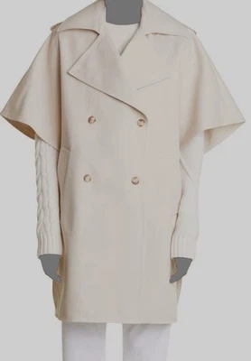 $1245 Max Mara Mujer Beige Algodón 'Gabardina' Italia Capa Chaqueta Abrigo Talla Única Foto 1 de 4